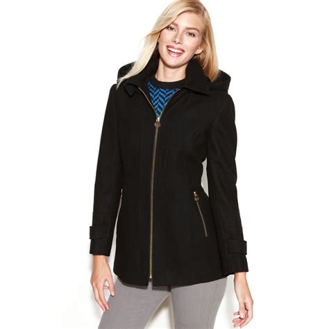 michael michael kors hooded quilted knit zip front jacket|Michael Kors waterproof jacket.